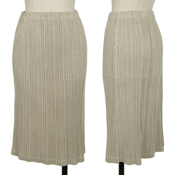 【中古】 筋目プリーズPLEATS PLEASE コットンポリプリーツ台形スコート ベージュ3【レディース】
