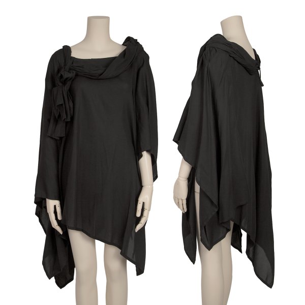【中古】 イッセイミヤケISSEY MIYAKE コットンストールネックポンチョ 黒2【レディース】|PLAYFUL