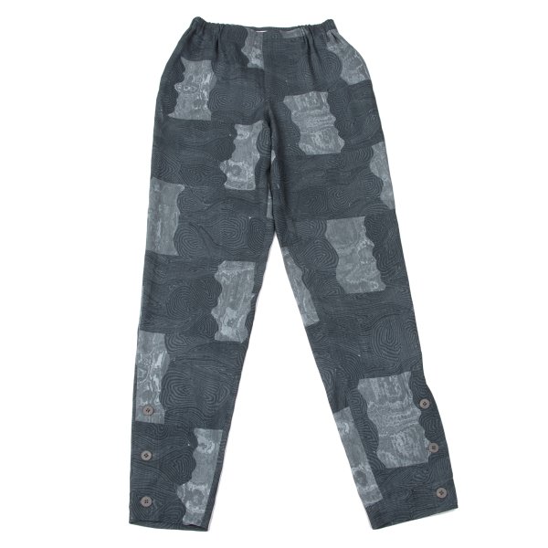 【中古】 イッセイミヤケISSEY MIYAKE 総柄裾ボタンテーパードパンツ ブルーグレーM位【レディース】|PLAYFUL