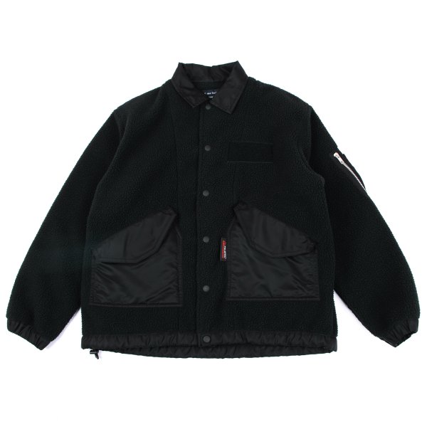 【中古】 コムデギャルソンオムCOMME des GARCONS HOMME ナイロンうつり変わりエステルフリースジャケット 黒XS【メンズ】