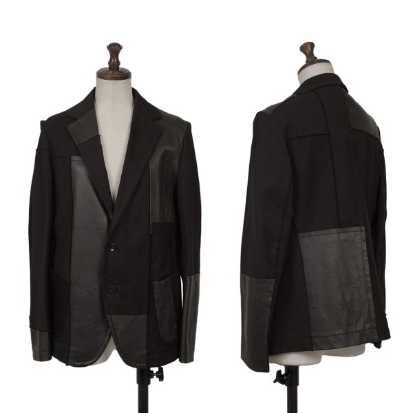 【中古】 ワイズY\u0027s なめし革パッチワーク2B上衣 黒1【レディース】