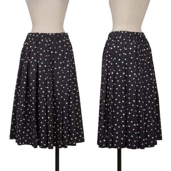 【中古】 コムコム コムデギャルソンCOMME des GARCONS コットンドットプリントボックスタックスカート 紺白XS【レディース】