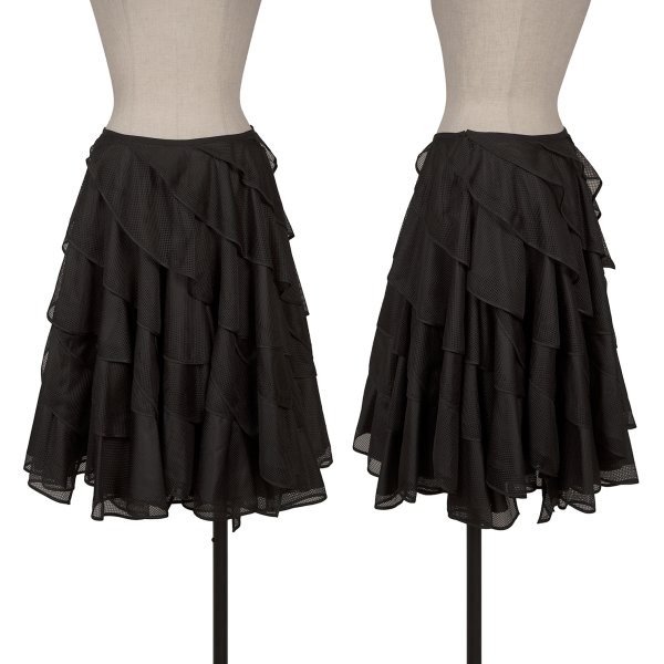 【中古】 ジュンヤワタナベ コムデギャルソンJUNYA WATANABE COMME des GARCONS ポリメッシュティアードスカート 黒XS【レディース】|PLAYFUL