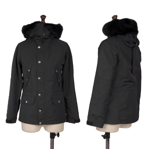 【中古】 ジュンヤワタナベ コムデ給仕JUNYA WATANABE COMME des GARCONS ポリフェイクファーフーデッドジャケット 黒SS【レディース】