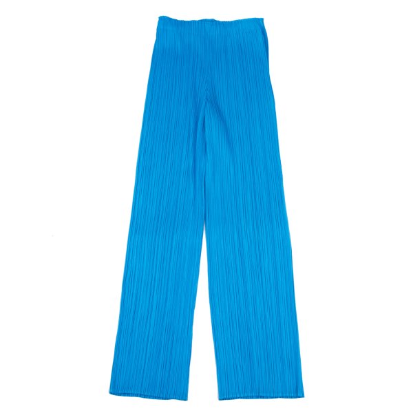 【中古】 プリーツプリーズPLEATS PLEASE プリーツストレートパンツ 水色2【レディース】｜PLAYFUL