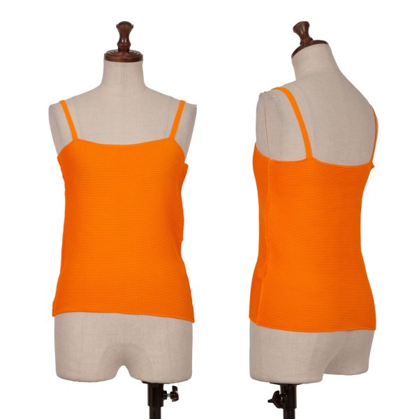 【中古】 イッセイミヤケISSEY MIYAKE PLEATS (T) ストレッチプリーツキャミソール オレンジM【レディース】｜PLAYFUL