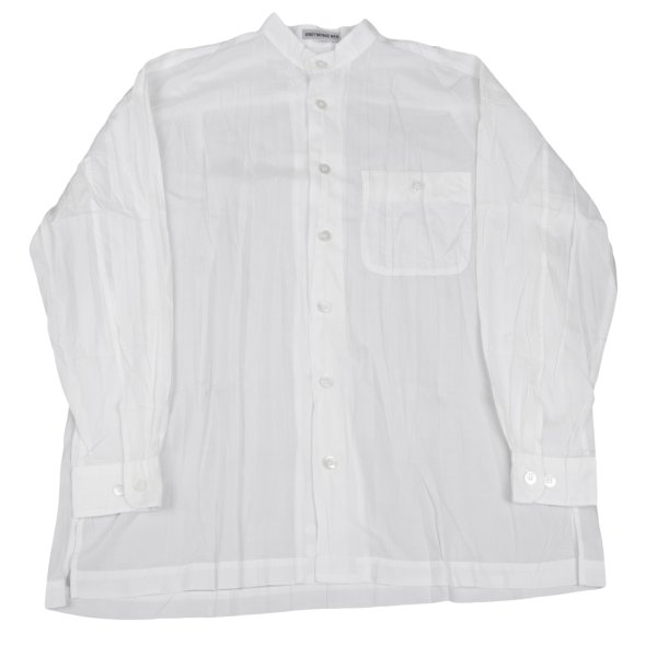 【中古】 イッセイミヤケ メンISSEY MIYAKE MEN ポリシワ産業マオカラーシャツ 白S【メンズ】