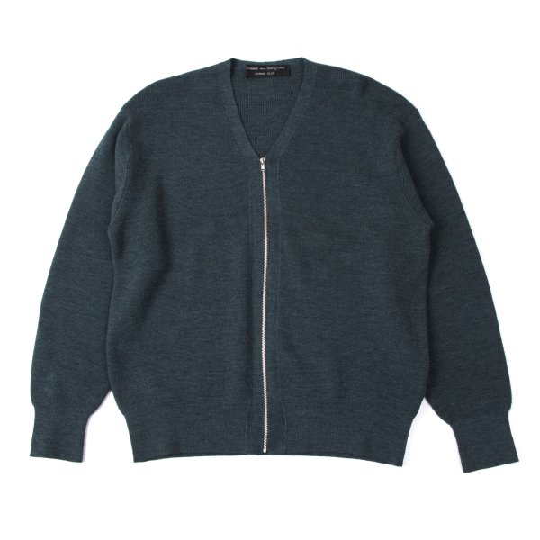【中古】 コムデ給仕 オムプリュス COMME des GARCONS HOMME PLUS ウールジップニットカーディガン 青M位【メンズ】