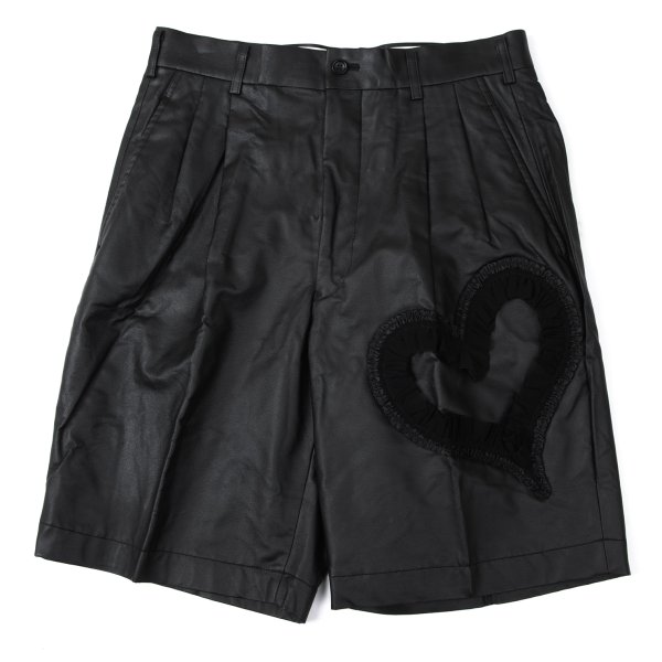 【中古】 コムデギャルソンCOMME des GARCONS ハートレース切替合皮キュロット 黒S【レディース】｜PLAYFUL