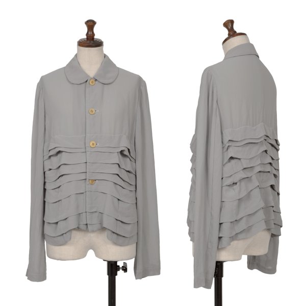 【中古】 コムコム コムデ給仕COMME des GARCONS ポリ生産品染めティアードうつり変わり上衣 薄墨色L【レディース】