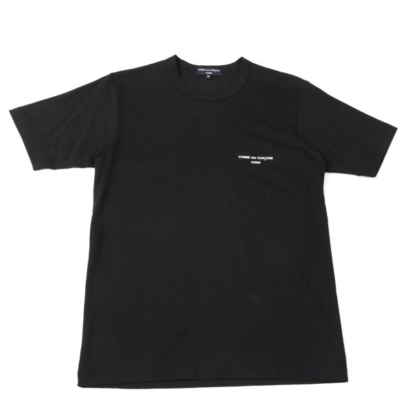 【中古】 コムデ給仕 オムCOMME des GARCONS HOMME コットンポイントロゴプリントプルオーバー 黒S【メンズ】