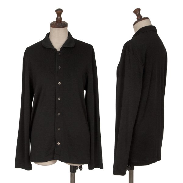 【中古】 トリココムデギャルソンtricot COMME des GARCONS ウールラウンドカラーリブニットシャツ 黒M位【レディース】｜PLAYFUL