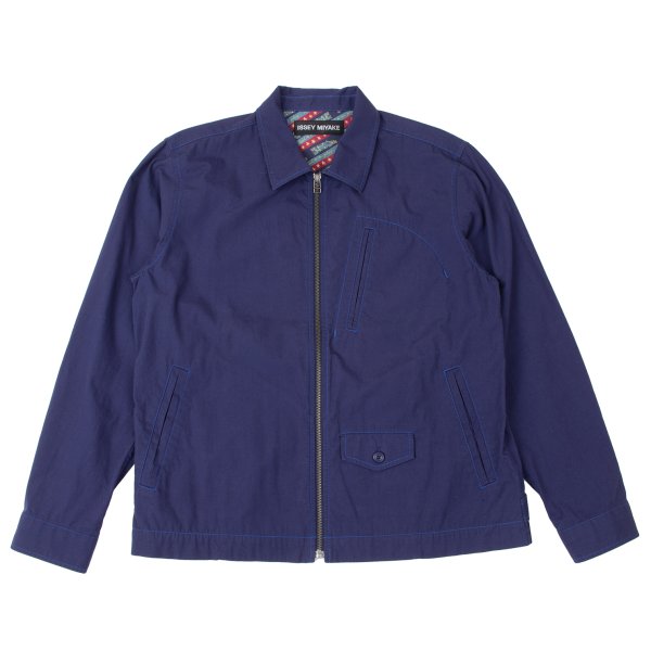 【中古】 イッセイミヤケ メンISSEY MIYAKE MEN コットンジップシャツブルゾン 紺2【メンズ】