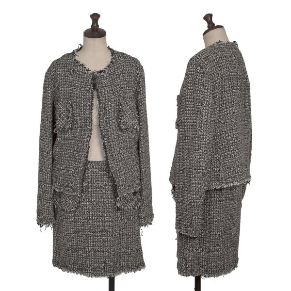 【中古】 ジュンヤワタナベ コムデ給仕JUNYA WATANABE COMME des GARCONS 縮絨ツイードセットアップ 薄墨色XS S【レディース】