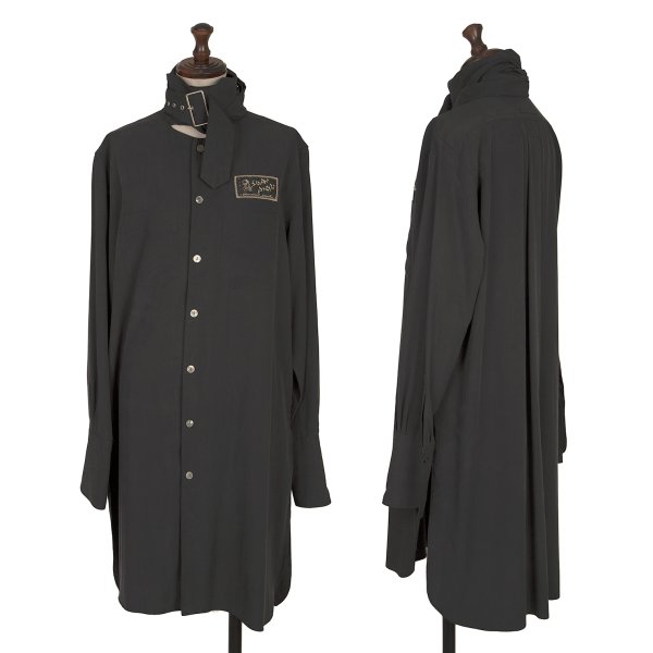 【中古】 ジャンポールゴルチエ ファムJean Paul GAULTIER FEMME ロゴパッチベルトネックデザインロングシャツ チャコール40【レディース】|PLAYFUL