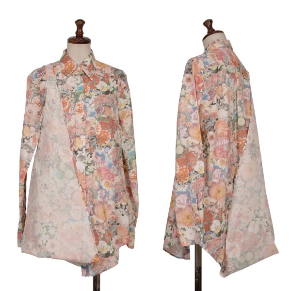 【中古】 エムエム 6 メゾン マルジェラMM6 MAISON MARGIELA コットンフローラルプリントアシンメトリー長袖シャツ マルチ40【レディース】|PLAYFUL