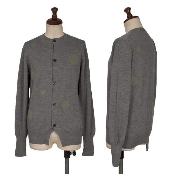 【中古】 ヨウジヤマモト ノアールYohji Yamamoto NOIR ウールコットンドットジャガードカーディガン 薄墨色緑2【レディース】