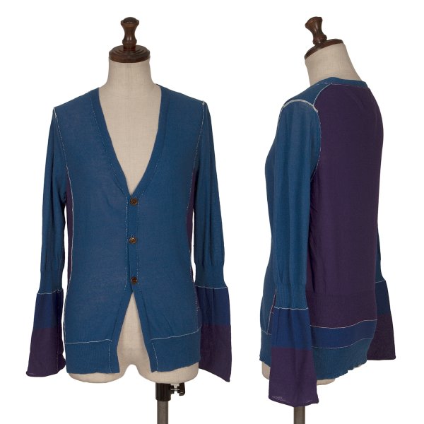 【中古】 ヨウジヤマモト ファムYohji Yamamoto FEMME トリ色つやうつり変わり編み物ジレー 青紫2【レディース】