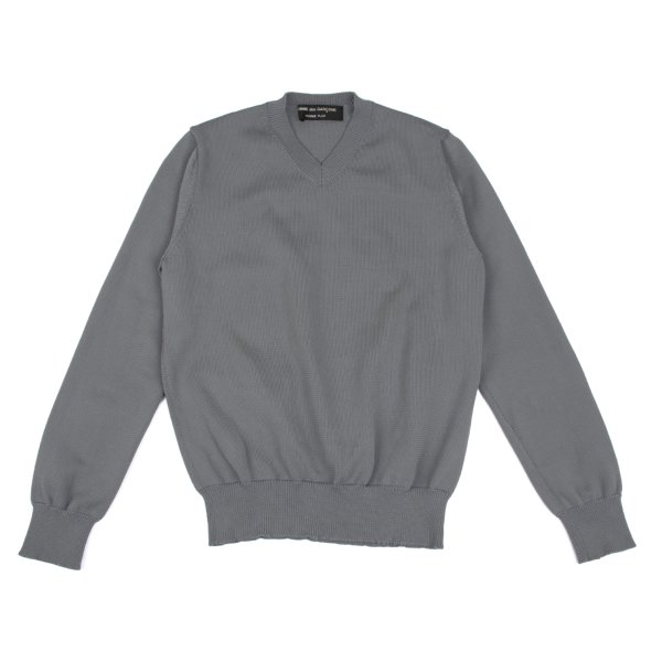 【中古】 コムデ給仕 オムプリュスCOMME des GARCONS HOMME PLUS ポリバックエンボスデザインVのど頚編み物 薄墨色M位【メンズ】