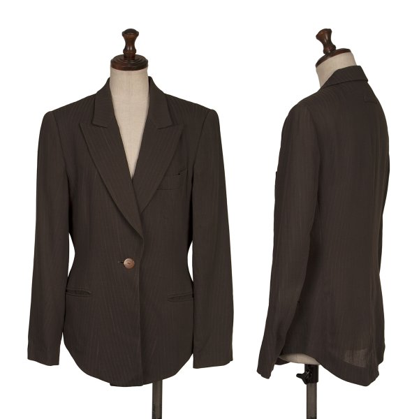 【中古】 ジャンポールゴルチエ 古典派音楽Jean Paul GAULTIER CLASSIQUE ウールナイロンストライプ織り上衣 濃灰色40【レディース】