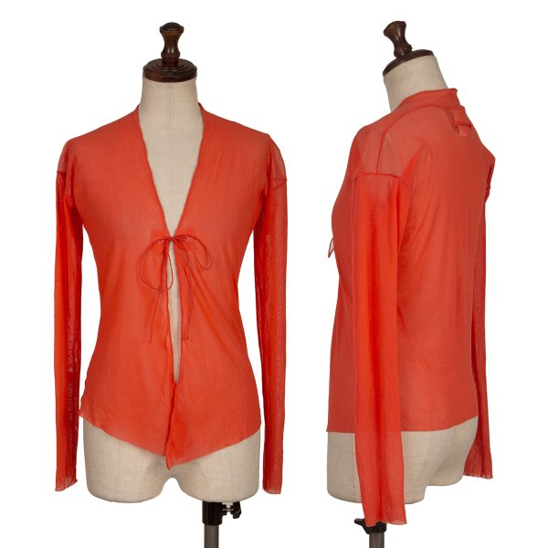【中古】 ジャンポールゴルチエ マイユファムJean Paul GAULTIER MAILLE FEMME パワーネットコード留めカーディガン オレンジM【レディース】|PLAYFUL