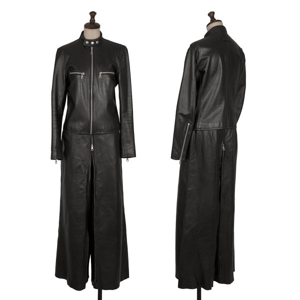 【中古】 ジャンポールゴルチエ ファムJean Paul GAULTIER FEMME ラムレザーセットアップ 黒40【レディース】