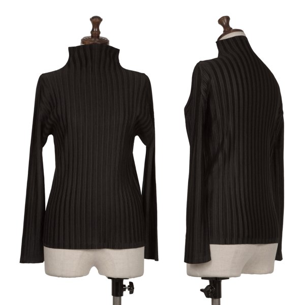 【中古】 プリーツプリーズPLEATS PLEASE プリーツハイネックカットソー 黒3【レディース】｜PLAYFUL