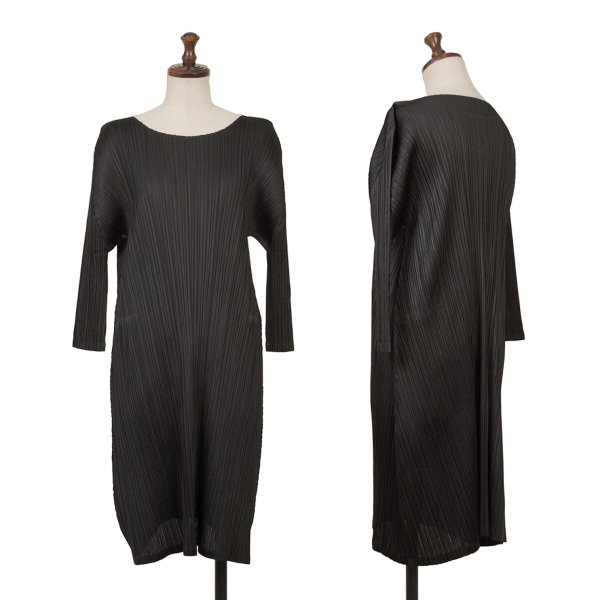 【中古】 筋目プリーズPLEATS PLEASE 筋目七分袖太陽面爆発上着 黒3【レディース】