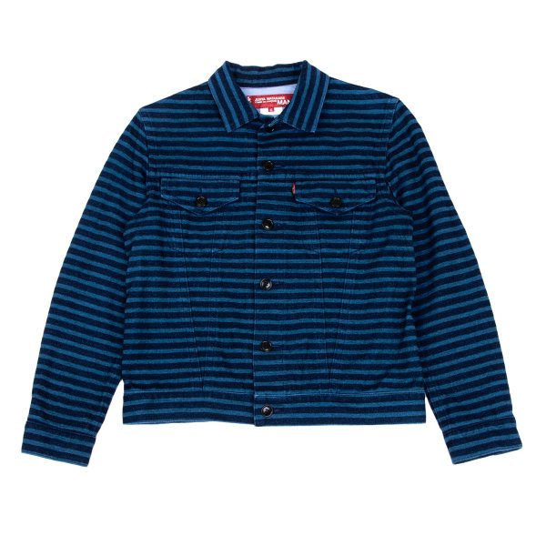 【中古】 ジュンヤワタナベ マン コムデギャルソン×リーバイスJUNYA WATANABE MAN×Levi コットンボーダースウェットトラッカージャケット 青 青XS【メンズ】