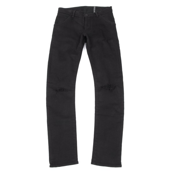 【中古】 カズユキクマガイアタッチメントKAZUYUKI KUMAGAI ATTACHMENT クラッシュデザインスキニーパンツ 黒1【メンズ】