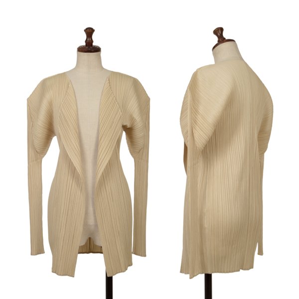 【中古】 筋目プリーズPLEATS PLEASE プリーツボタンレスカーディガン ベージュ3【レディース】