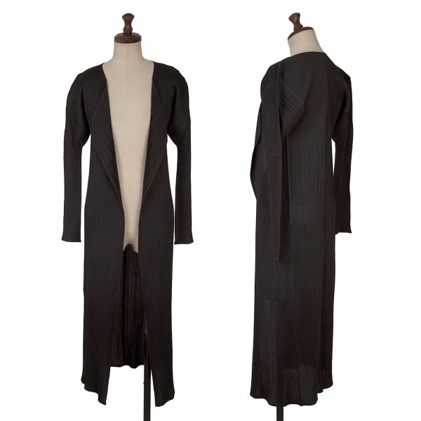 【中古】 筋目プリーズPLEATS PLEASE プリーツボタンレスロングカーディガン 黒2【レディース】