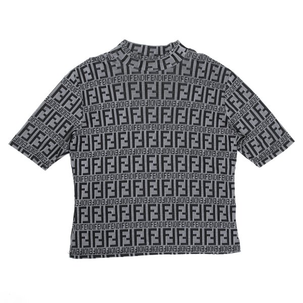 【中古】 フェンディFENDI ズッカ柄ジャガードモックネックトップス 薄墨色L位【レディース】