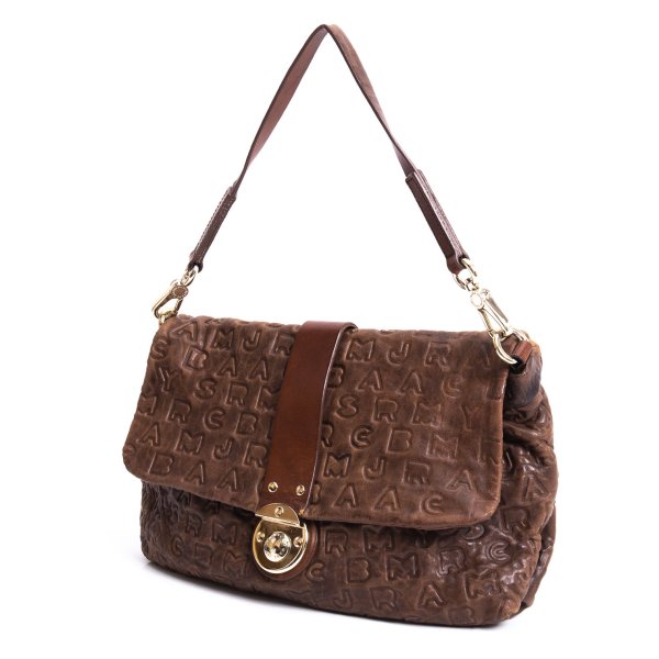 【中古】 マークバイマークジェイコブスMARC by MARC JACOBS レザーエンボスロゴミニショルダーバッグ 茶【レディース】｜PLAYFUL