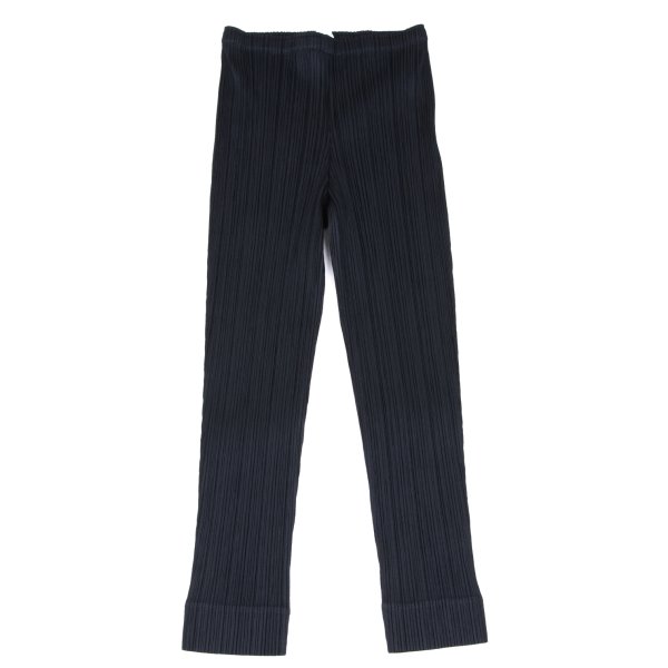【中古】 プリーツプリーズPLEATS PLEASE プリーツクロップドパンツ 紺3【レディース】｜PLAYFUL