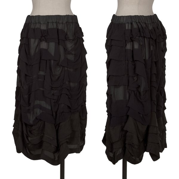 【中古】 コムコム コムデギャルソンCOMME des GARCONS キュプラヘム切替フリルスカート 紺黒S【レディース】｜PLAYFUL