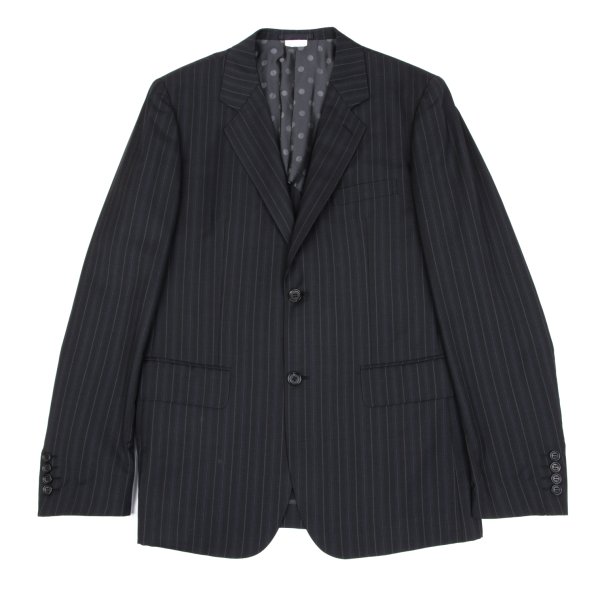 【中古】 コムデギャルソン オムドゥCOMME des GARCONS HOMME DEUX モヘヤ混ウール裏ドットストライプジャケット 黒紺L【メンズ】