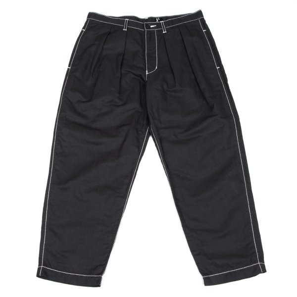 【中古】 トリココムデギャルソンtricot COMME des GARCONS コットンリネンホワイトステッチツータックテーパードパンツ 黒M【レディース】|PLAYFUL