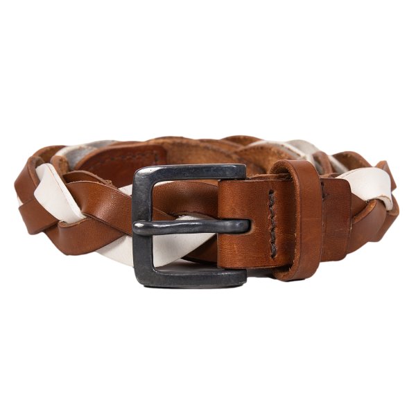 【中古】 ワイズフォーメンY\u0027s for men 編み込みなめし革胴締め うす茶色【メンズ】
