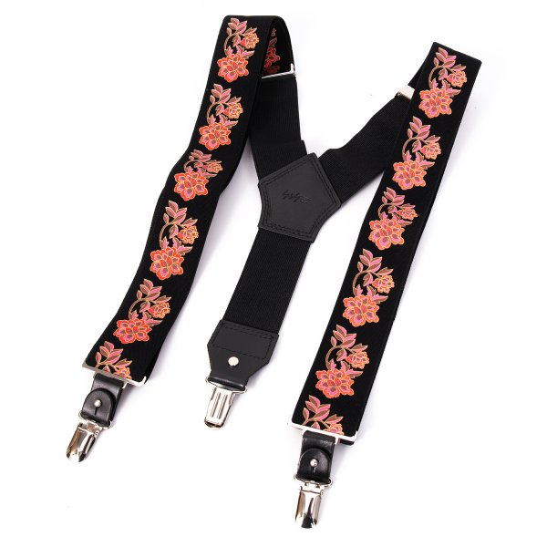 【中古】 ヨウジヤマモト プールオムYohji Yamamoto POUR HOMME フローラルプリントサスペンダー 黒【メンズ】