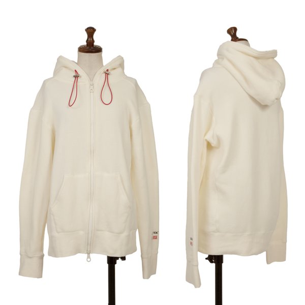 【中古】 ピンクハウス&times;デュベティカPINK HOUSE&times;DUVETICA コットン混裏起毛ダブルジップパーカー クリームM【レディース】｜PLAYFUL 15,382円