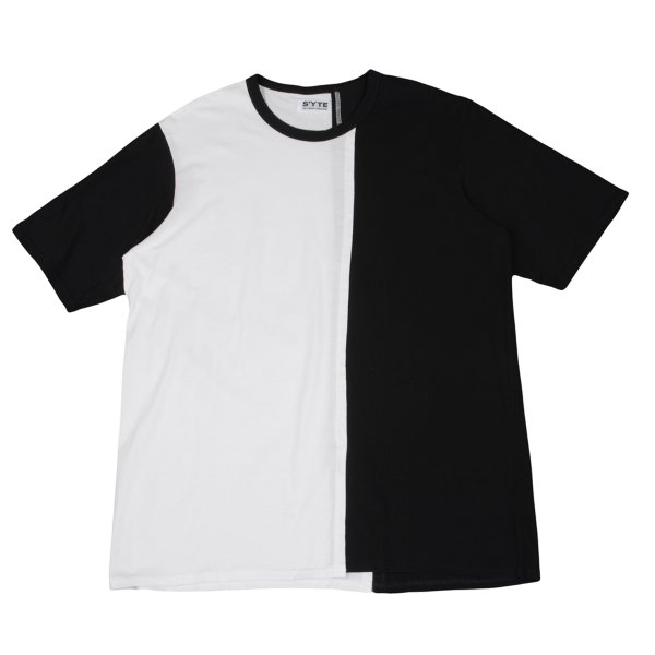 【中古】 敷き地S\u0027YTE ツートーンうつり変わり細長い切口ティーシャツ 黒白3【メンズ】