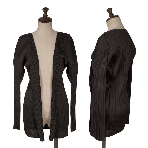 【中古】 筋目プリーズPLEATS PLEASE プリーツボタンレスカーディガン 濃灰色3【レディース】
