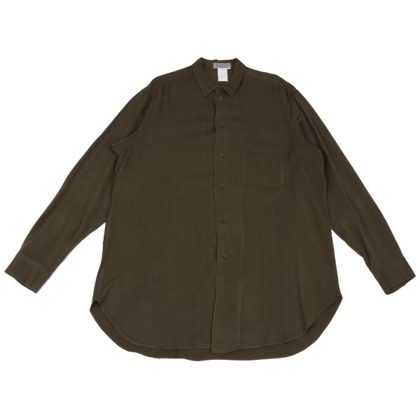 【中古】 ヨウジヤマモト プールオムYohji Yamamoto POUR HOMME 人絹ロング長袖プルオーバー カーキL【メンズ】