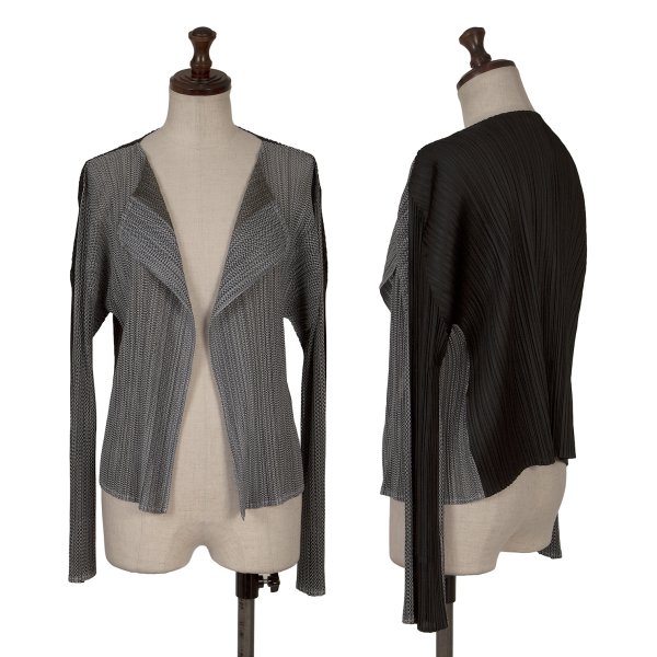 【中古】 筋目プリーズPLEATS PLEASE 筋目メッシュうつり変わりジレー 薄墨色黒4【レディース】