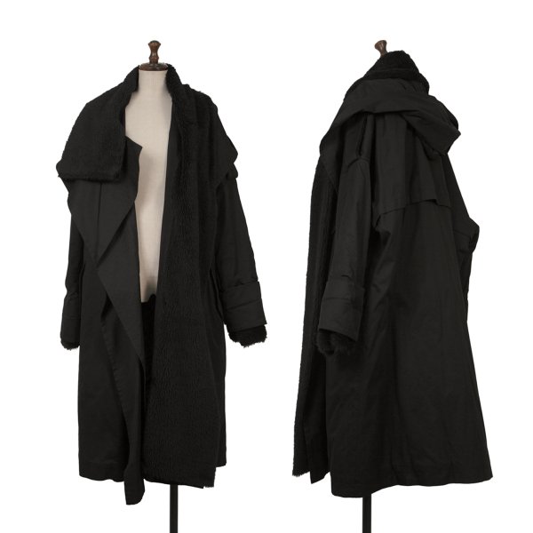 【中古】 ビーヨウジヤマモトB Yohji Yamamoto ファー着脱中綿フーデットコート 黒1【レディース】｜PLAYFUL