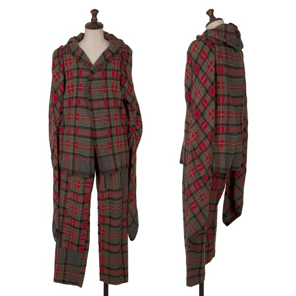 【中古】 コムデ給仕COMME des GARCONS 縮絨照合のしるしうつり変わりセットアップ 赤緑他M位 S【レディース】