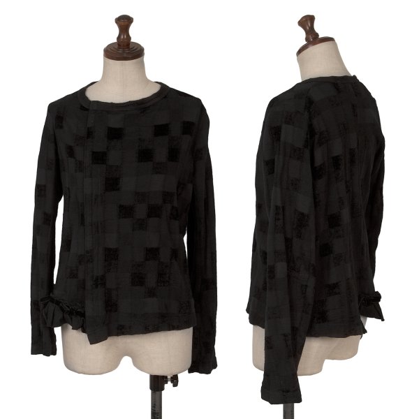 【中古】 コムデ給仕COMME des GARCONS デタッチャブルリボンかざり付けるチェッカー織りジレー 黒M位【レディース】