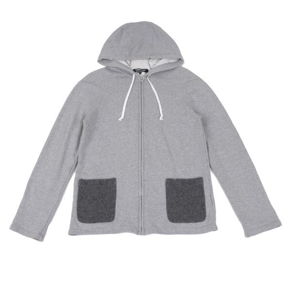 【中古】 コムデギャルソン オムドゥ COMME des GARCONS HOMME DEUX フェルトポケットジップフーディー グレーM【メンズ】｜PLAYFUL