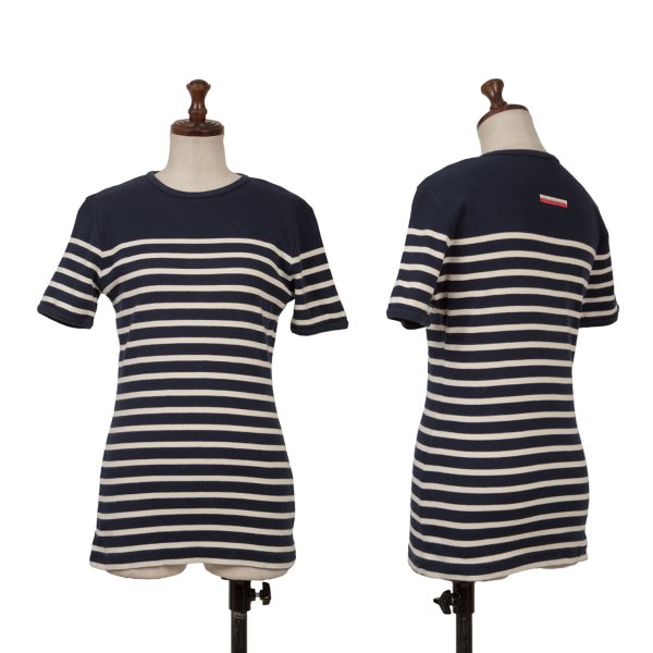 【中古】 ジャンポールゴルチエJean Paul GAULTIER ボーター半袖ティーシャツ 紺オフS【レディース】